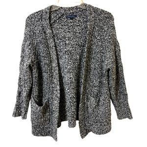 American Eagle Open Front Cardigan - Black/White - XS